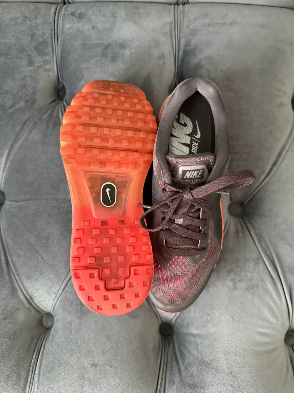 Vintage Y2K Nike Brown and Orange Women's Air Max Sneakers